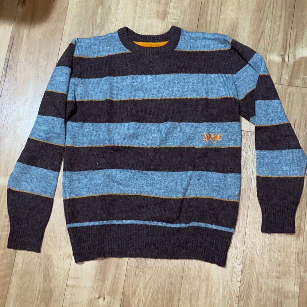 Billabong Men's Wool Blend Sweater Size Medium Gray Orange Embroidered Logo
